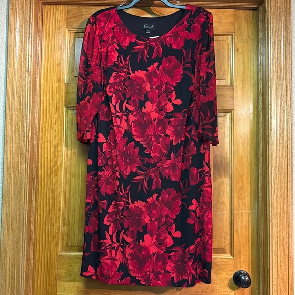 Women’s Connected Apparel, red and black dress sheer sleeves plus size 22W - Picture 1 of 6